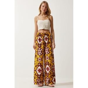 Trendyol Women's Linen Palazzo - Mustard